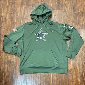 Nike NFL Cowboys Salute to Service Hoodie XXL Olive Green Therma-Fit Army Logo